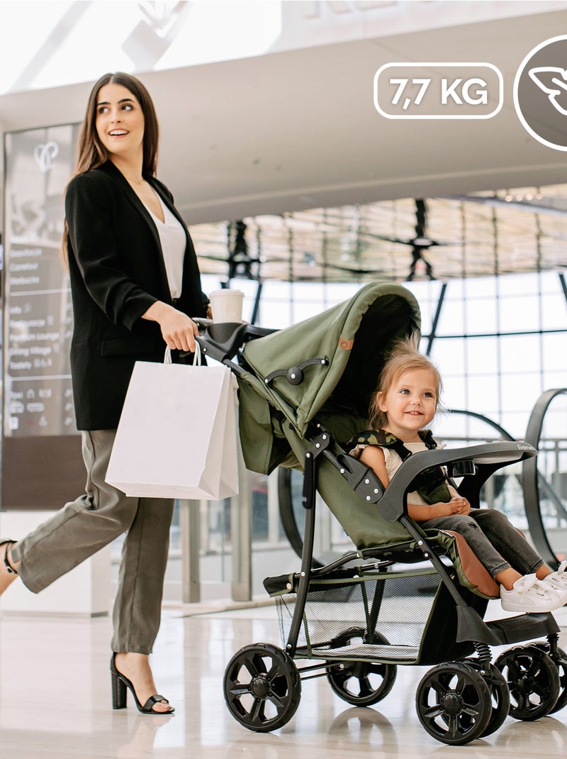 Cochecito todoterreno LIONELO Emma - 6-36 meses - Bolso incluido - Plegado rápido Negro Verde Negro - Kiabi