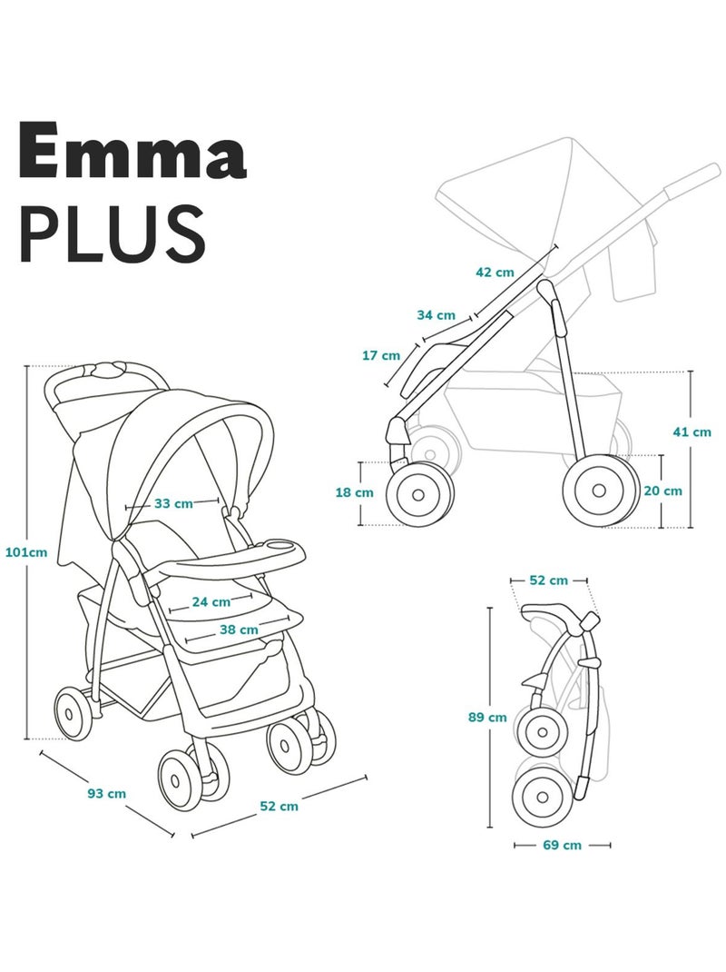 Cochecito todoterreno LIONELO Emma - 6-36 meses - Bolso incluido - Plegado rápido Negro Verde Negro - Kiabi