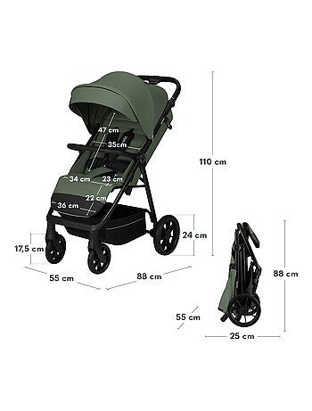 Cochecito todoterreno LIONELO Iva - Material de primera calidad - Hasta 22 kg - Gran espacio