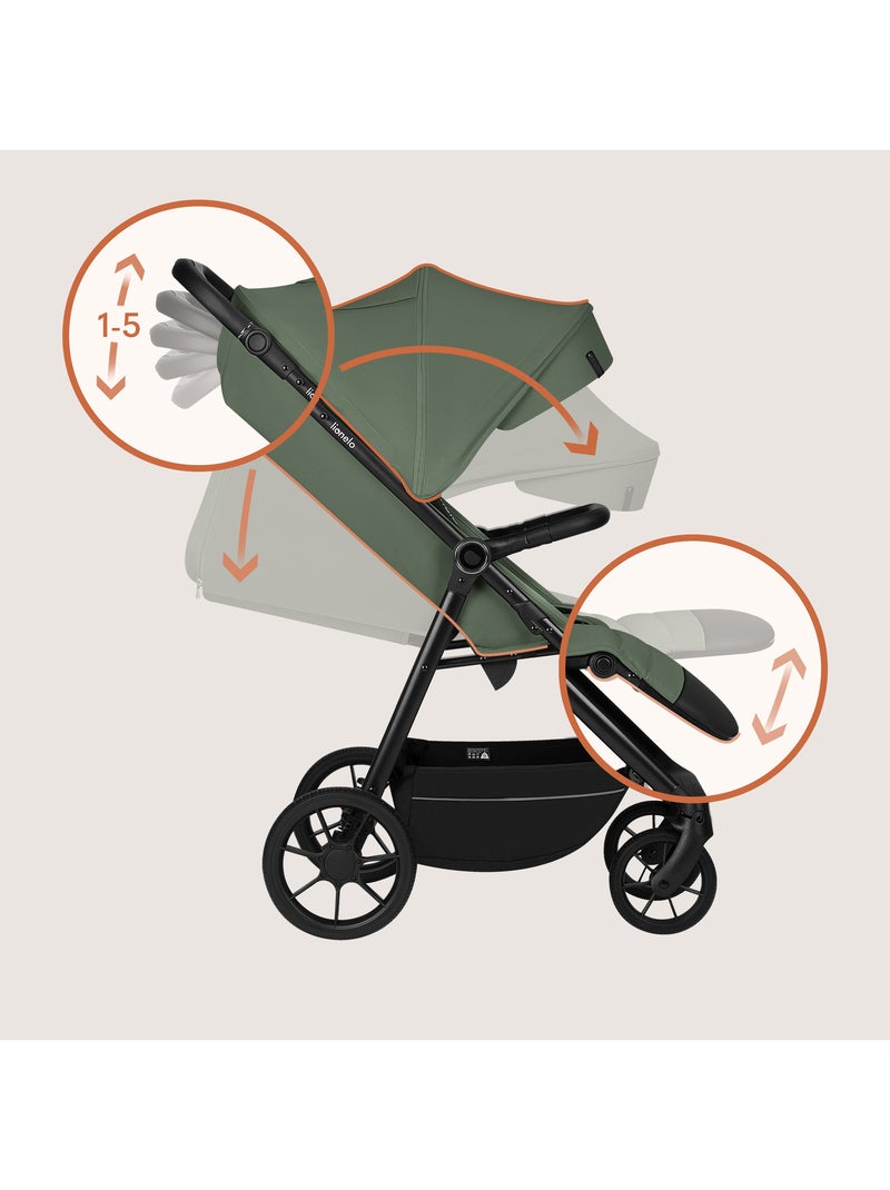 Cochecito todoterreno LIONELO Iva - Material de primera calidad - Hasta 22 kg - Gran espacio Verde - Kiabi
