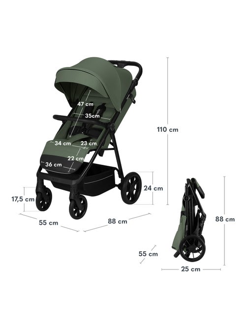 Cochecito todoterreno LIONELO Iva - Material de primera calidad - Hasta 22 kg - Gran espacio - Kiabi