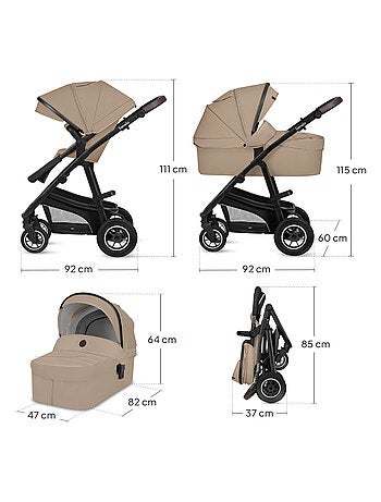 Cochecito Trio LIONELO Bianka - Hasta 22 kg - Pack con capazo, silla de coche y accesorios