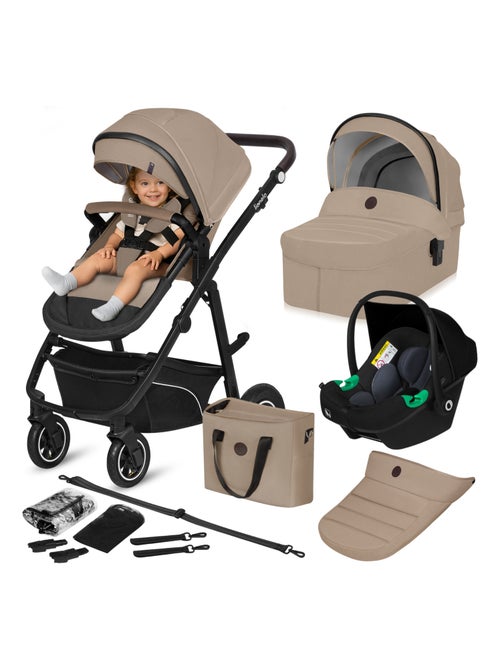 Cochecito Trio LIONELO Bianka - Hasta 22 kg - Pack con capazo, silla de coche y accesorios - Kiabi