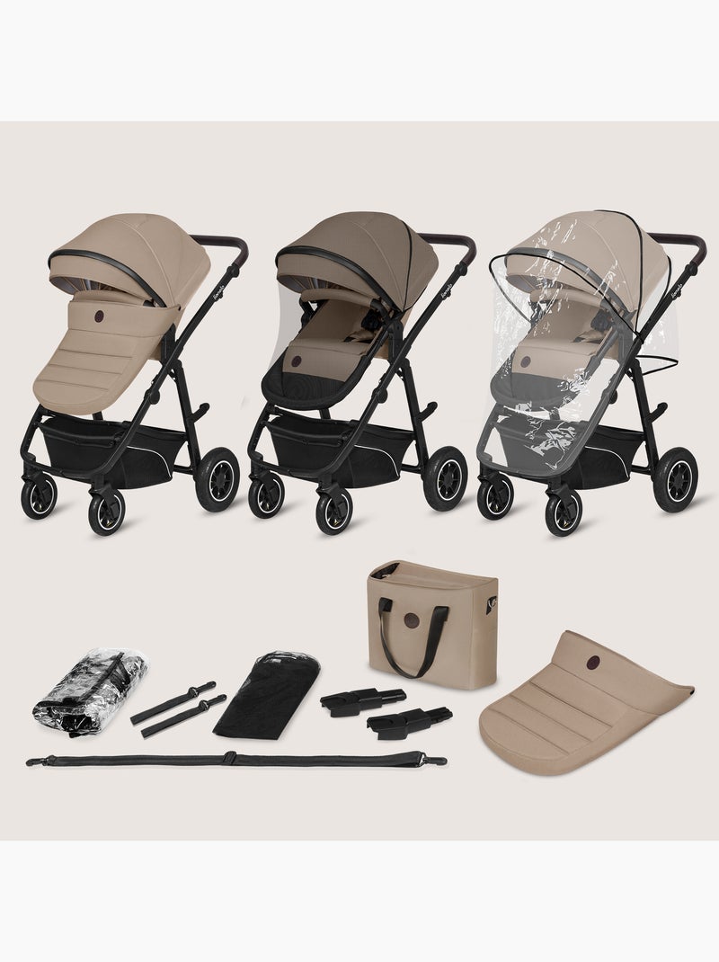 Cochecito Trio LIONELO Bianka - Hasta 22 kg - Pack con capazo, silla de coche y accesorios Beige - Kiabi