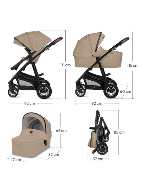 Cochecito Trio LIONELO Bianka - Hasta 22 kg - Pack con capazo, silla de coche y accesorios - Kiabi