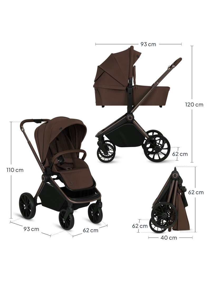 Cochecito Trio LIONELO Mika Plus - Hasta 4 años - Cochecito, capazo, silla de coche y accesorios Marrón chocolate - Kiabi