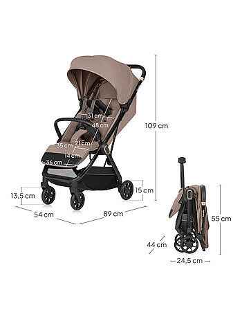 Cochecito ultracompacto LIONELO Bess - Compatible con aviones - Ligero - Plegado rápido