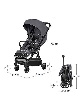 Cochecito ultracompacto LIONELO Bess - Compatible con aviones - Ligero - Plegado rápido