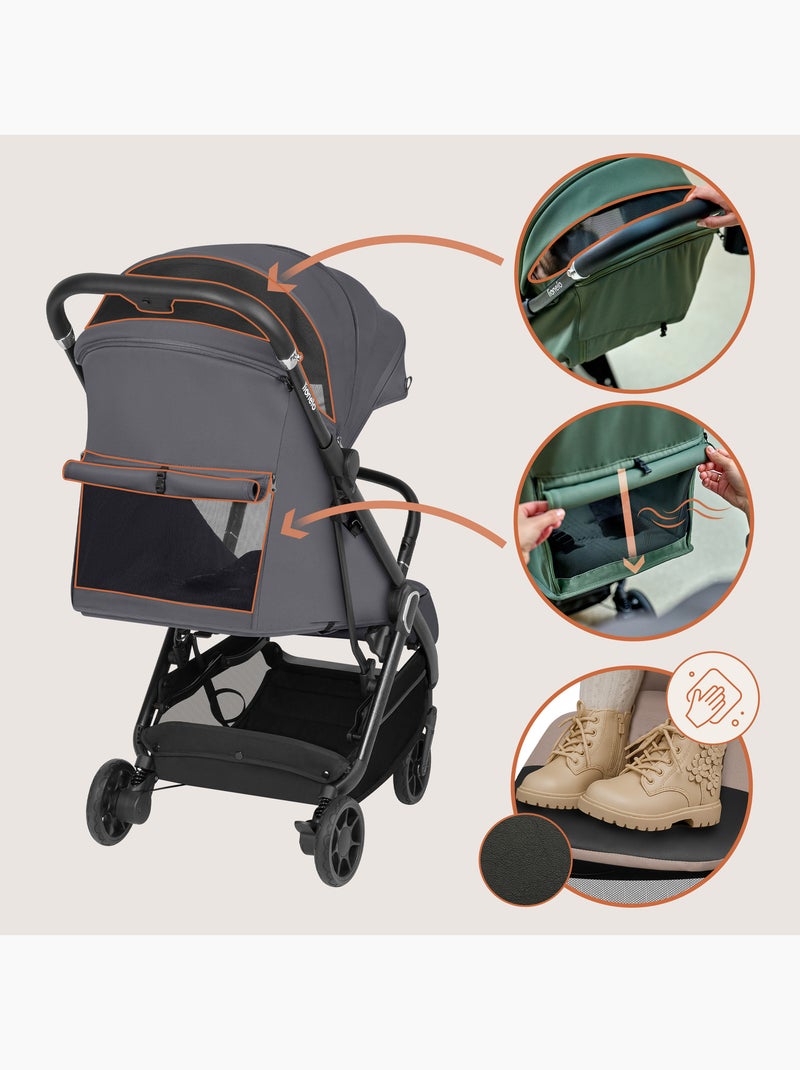 Cochecito ultracompacto LIONELO Bess - Compatible con aviones - Ligero - Plegado rápido Gris - Kiabi