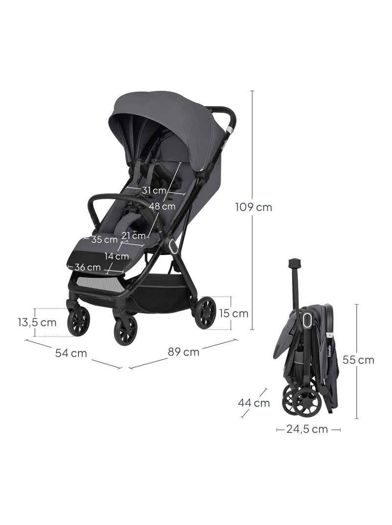 Cochecito ultracompacto LIONELO Bess - Compatible con aviones - Ligero - Plegado rápido Gris - Kiabi