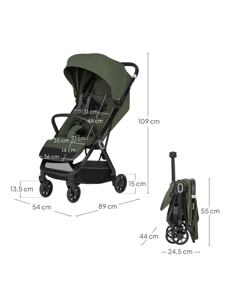 Cochecito ultracompacto LIONELO Bess - Compatible con aviones - Ligero - Plegado rápido Verde - Kiabi