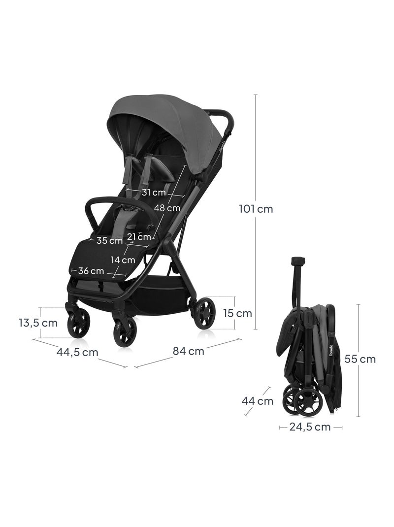 Cochecito ultracompacto LIONELO Julie Air - Compatible con aviones - Ligero - Plegado rápido Gris - Kiabi