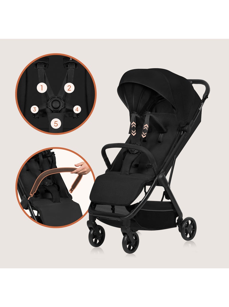 Cochecito ultracompacto LIONELO Julie Air - Compatible con aviones - Ligero - Plegado rápido Negro - Kiabi