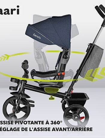 Cochecito y triciclo de bebé LIONELO Haari - Hasta 25 kg - Asiento reversible - Cesta y bolso inclui