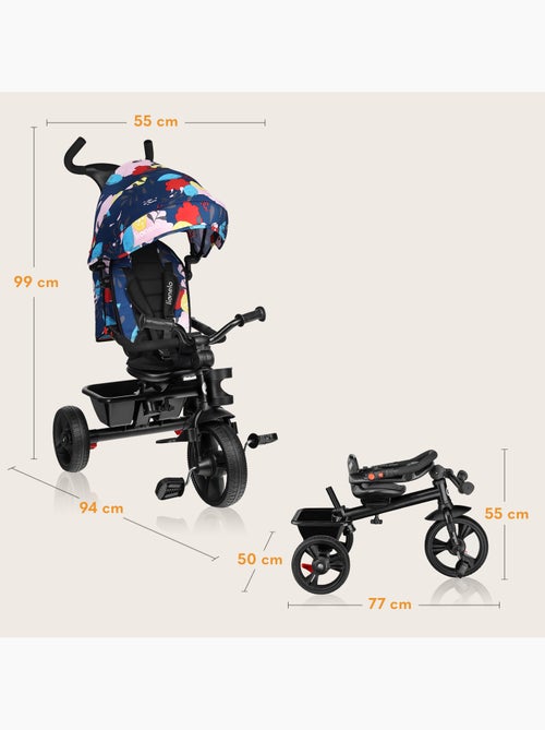 Cochecito y triciclo de bebé LIONELO Haari - Hasta 25 kg - Asiento reversible - Cesta y bolso inclui - Kiabi
