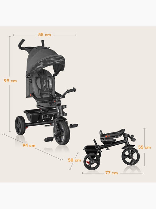 Cochecito y triciclo de bebé LIONELO Haari - Hasta 25 kg - Asiento reversible - Cesta y bolso inclui - Kiabi