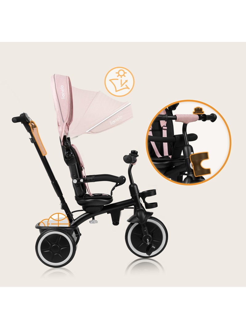 Cochecito y triciclo de bebé lionelo haari - hasta 25 kg - asiento reversible - cesta y bolso inclui Rosa claro - Kiabi