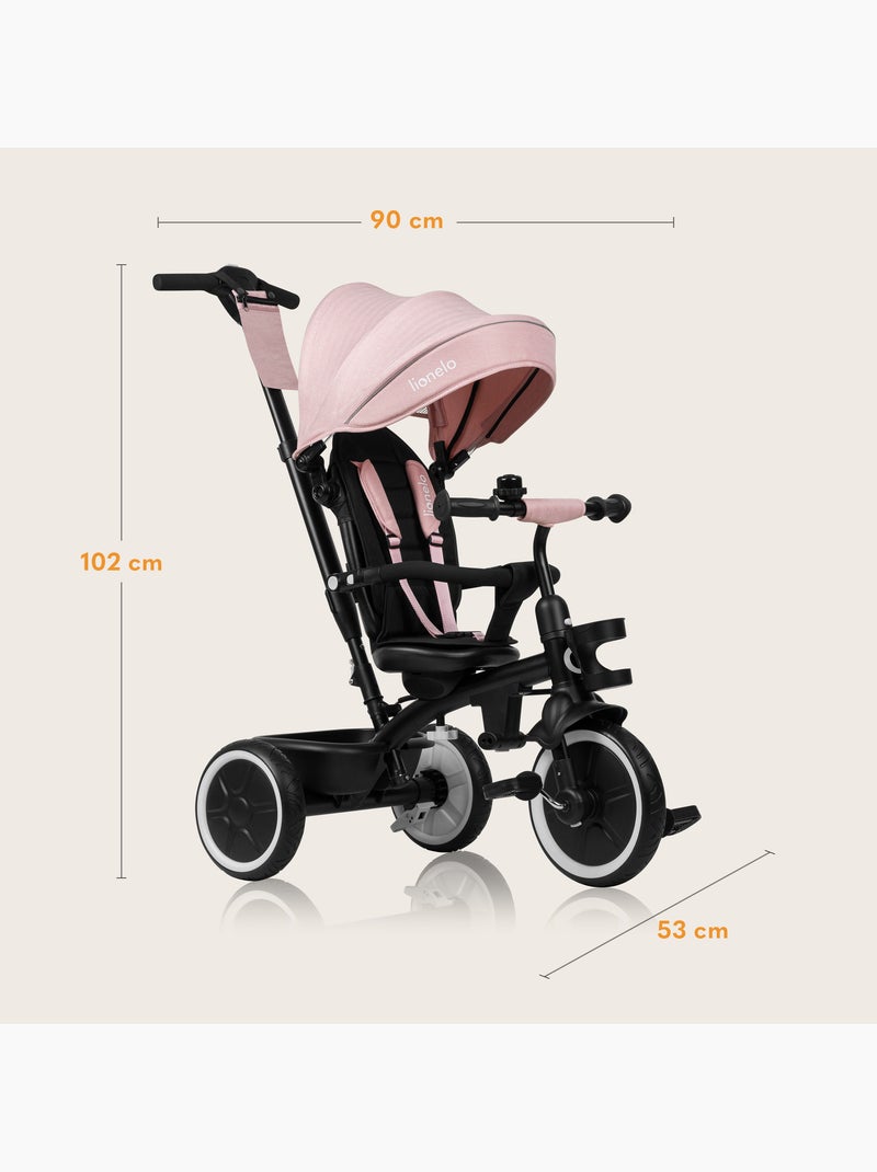 Cochecito y triciclo de bebé lionelo haari - hasta 25 kg - asiento reversible - cesta y bolso inclui Rosa claro - Kiabi