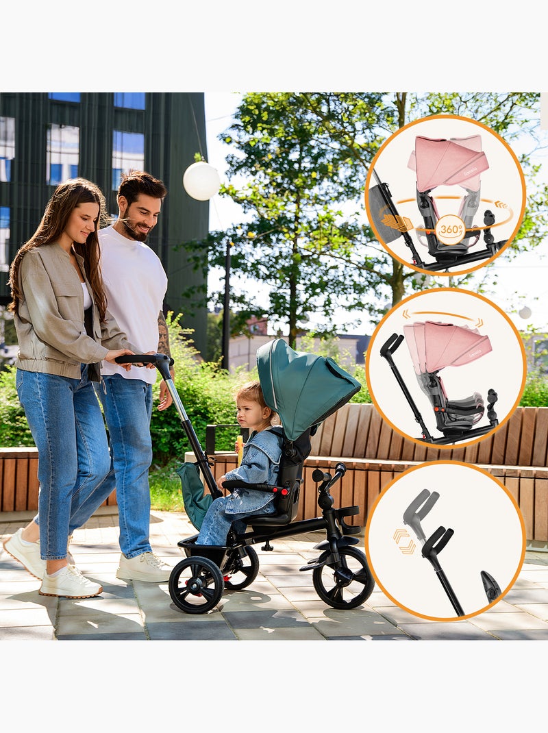Cochecito y triciclo de bebé LIONELO Haari - Hasta 25 kg - Asiento reversible - Cesta y bolso inclui Rosa - Kiabi