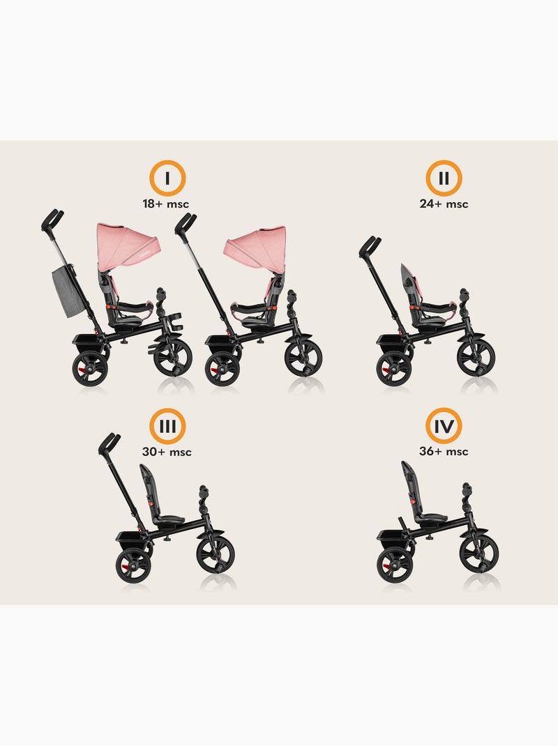 Cochecito y triciclo de bebé LIONELO Haari - Hasta 25 kg - Asiento reversible - Cesta y bolso inclui Rosa - Kiabi