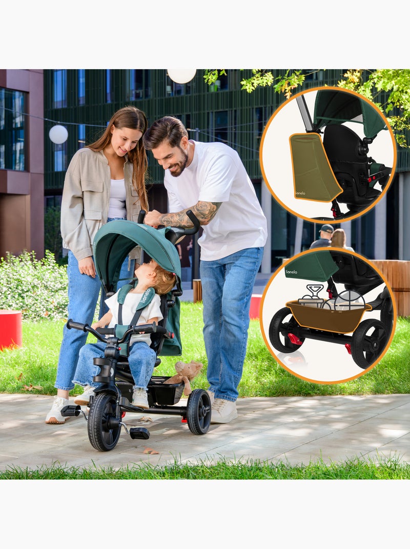 Cochecito y triciclo de bebé LIONELO Haari - Hasta 25 kg - Asiento reversible - Cesta y bolso inclui Verde - Kiabi