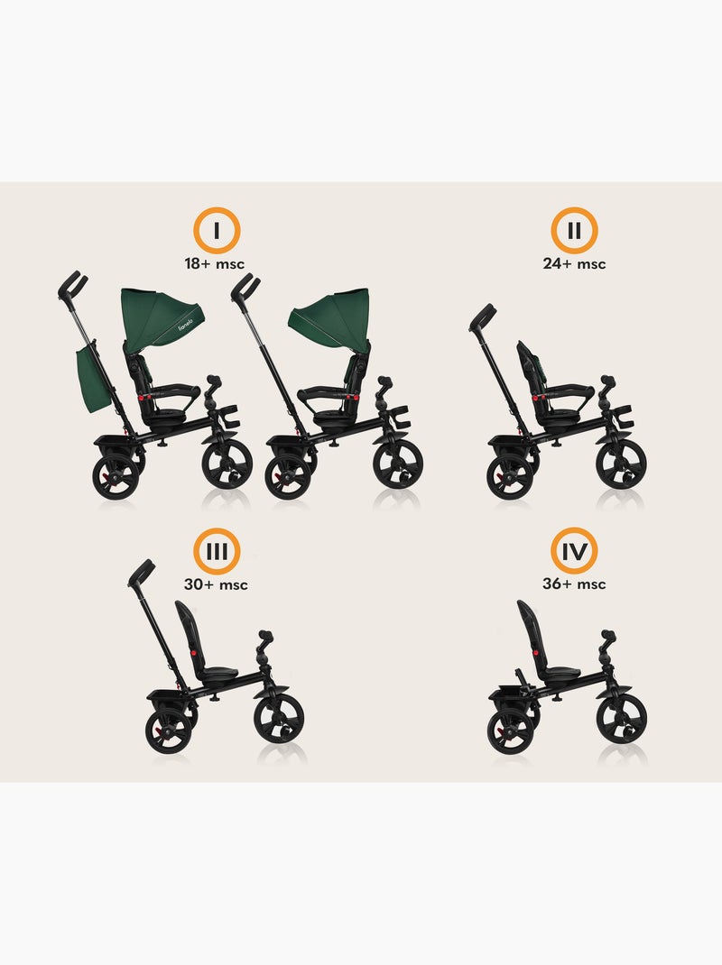 Cochecito y triciclo de bebé LIONELO Haari - Hasta 25 kg - Asiento reversible - Cesta y bolso inclui Verde - Kiabi