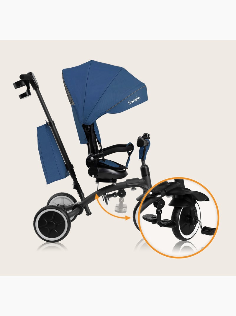 Cochecito y triciclo de bebé LIONELO Tris Plus - Hasta 25 kg - Asiento reversible - Accesorios inclu Azul - Kiabi