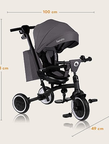 Cochecito y triciclo de bebé LIONELO Tris Plus - Hasta 25 kg - Asiento reversible - Accesorios inclu