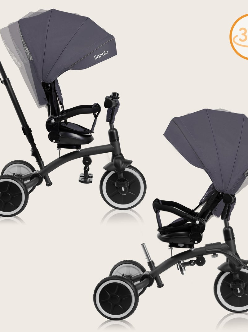 Cochecito y triciclo de bebé LIONELO Tris Plus - Hasta 25 kg - Asiento reversible - Accesorios inclu Gris - Kiabi
