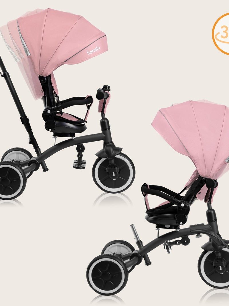 Cochecito y triciclo de bebé LIONELO Tris Plus - Hasta 25 kg - Asiento reversible - Accesorios inclu Rosa - Kiabi