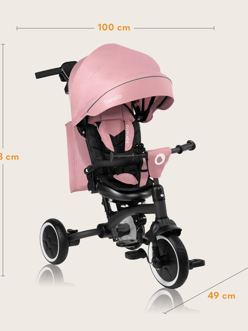Cochecito y triciclo de bebé LIONELO Tris Plus - Hasta 25 kg - Asiento reversible - Accesorios inclu Rosa - Kiabi