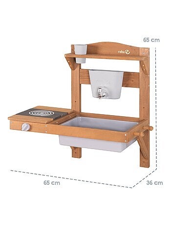 Cocina colgante para niños - mini cocina exterior en madera maciza con accesorios 'Roba'
