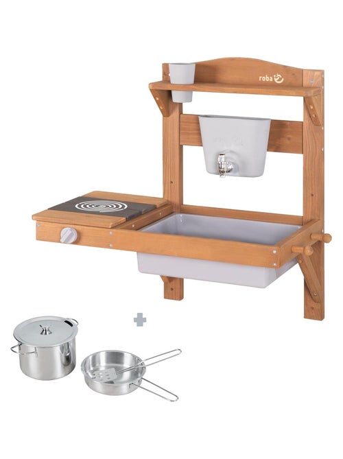Cocina colgante para niños - mini cocina exterior en madera maciza con accesorios 'Roba' - Kiabi