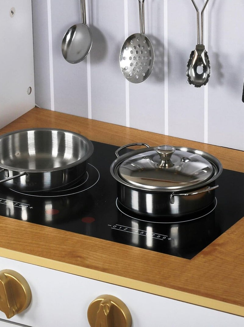 Cocina de madera blanca infantil con accesorios y delantal N/D - Kiabi