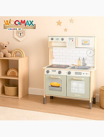 Cocina de madera eléctrica con luz, sonido y accesorios 30x68x102 cm WOOMAX