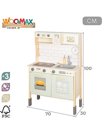 Cocina de madera eléctrica con luz, sonido y accesorios 30x68x102 cm WOOMAX