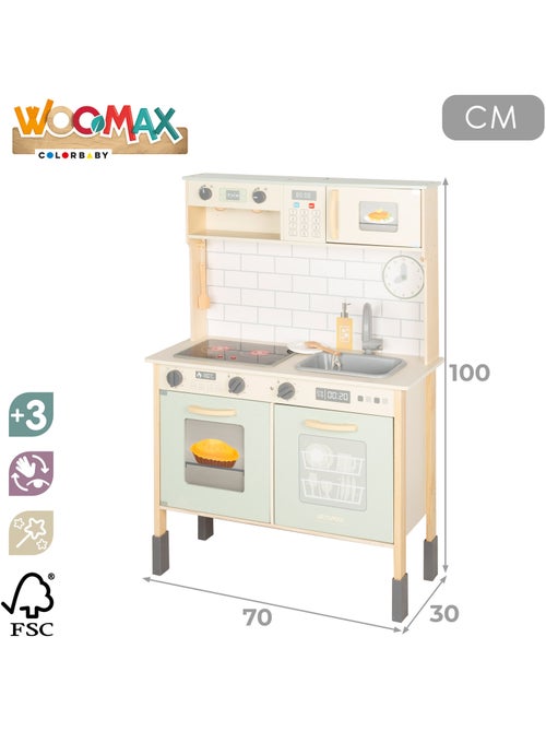 Cocina de madera eléctrica con luz, sonido y accesorios 30x68x102 cm WOOMAX - Kiabi Cocina de madera eléctrica con luz, sonido y accesorios 30x68x102 cm WOOMAX - Kiabi