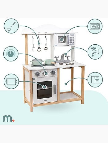 Cocina de madera infantil completa con accesorios y diseño Montessori educativo
