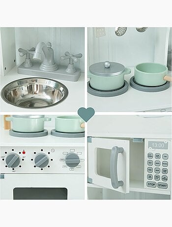 Cocina de madera infantil completa con accesorios y diseño Montessori educativo