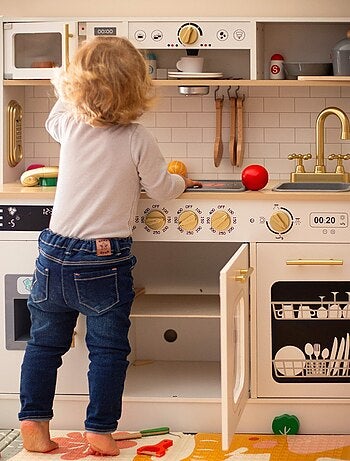 Cocina de madera interactiva XXL para niños con luces LED y accesorios - altura ajustable