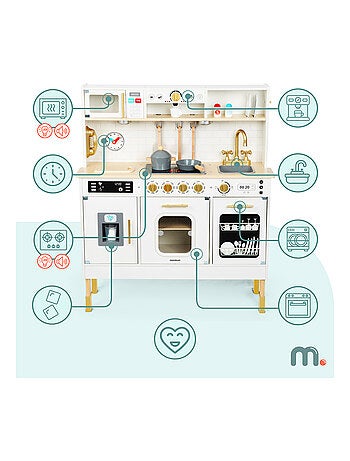 Cocina de madera interactiva XXL para niños con luces LED y accesorios - altura ajustable