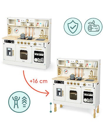 Cocina de madera interactiva XXL para niños con luces LED y accesorios - altura ajustable
