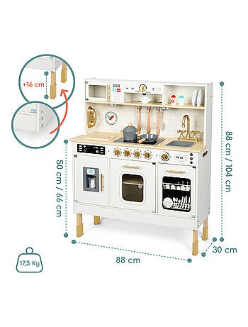 Cocina de madera interactiva XXL para niños con luces LED y accesorios - altura ajustable