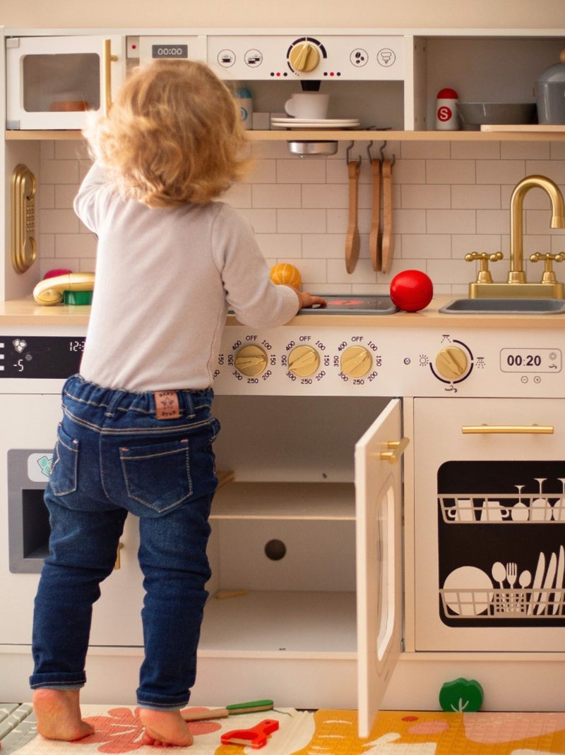Cocina de madera interactiva XXL para niños con luces LED y accesorios - altura ajustable N/D - Kiabi