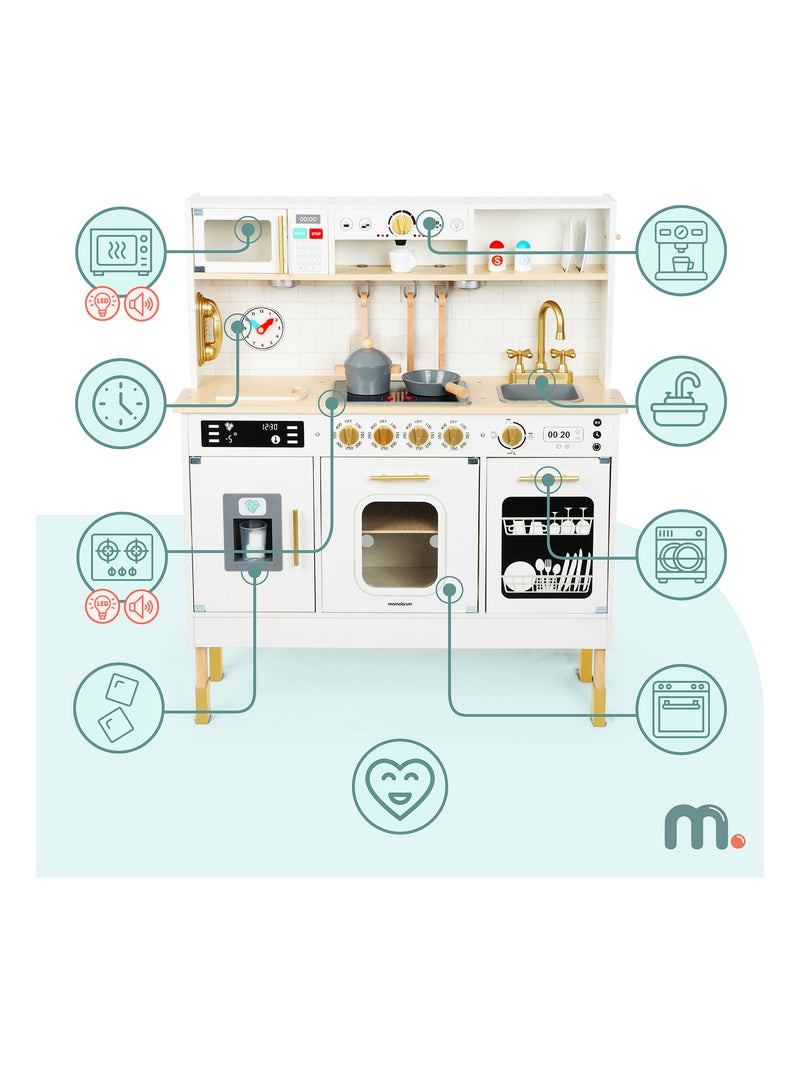 Cocina de madera interactiva XXL para niños con luces LED y accesorios - altura ajustable N/D - Kiabi