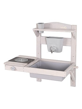 Cocina exterior para niños - mini cocina colgante en madera maciza con accesorios 'Roba'