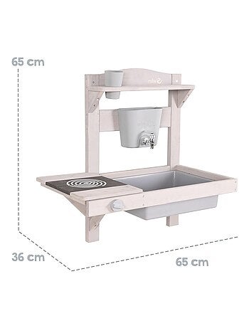 Cocina exterior para niños - mini cocina colgante en madera maciza con accesorios 'Roba'