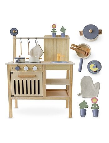 Cocina infantil de madera accesorios juego rol Mamabrum