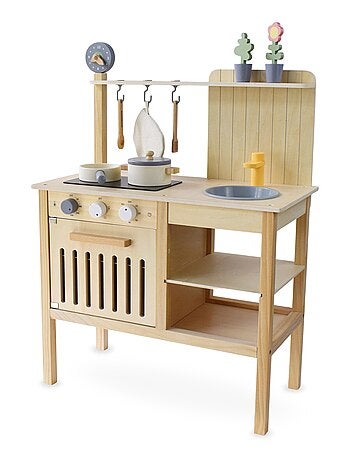 Cocina infantil de madera accesorios juego rol Mamabrum