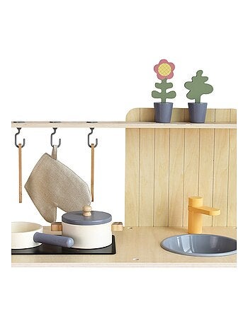 Cocina infantil de madera accesorios juego rol Mamabrum
